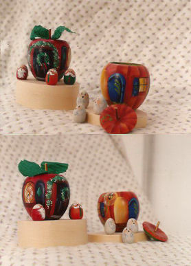 Pumpkin Ghost House & Apple Santa House - Debbie Kaput