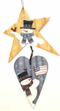 Winter Large Wood Star and Heart - Laurie Speltz