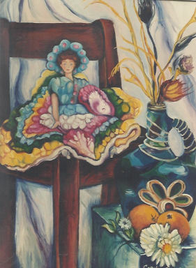 Antique Doll on Wooden Chair - Carole Spandau