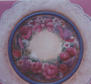 Floral Wreath on Plate or Bentwood Basket - Rosemary West - OOP