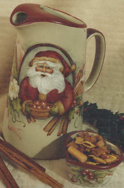 Cinnamon Santa Pitcher / Small Heart Dish # 112 - Jean Zawicki