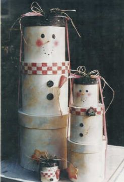 Snowman on Round Boxes - Sonja Richardson