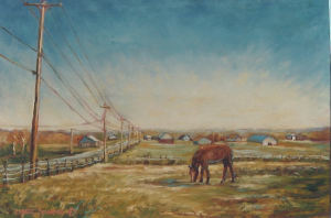 Horse Grazing by the Village Roadside - Carole Spandau