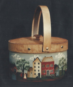 Primitive Town Landscape Basket - Ruth Dolsen