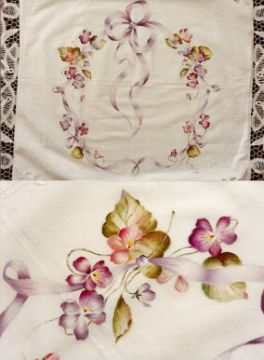 Ribbon-Tied Violets on Pillow Sham - Peggy Stogdill